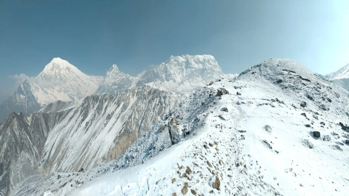 Snowy mountain with a perfect landscape, capturing the beauty of Langtang Valley